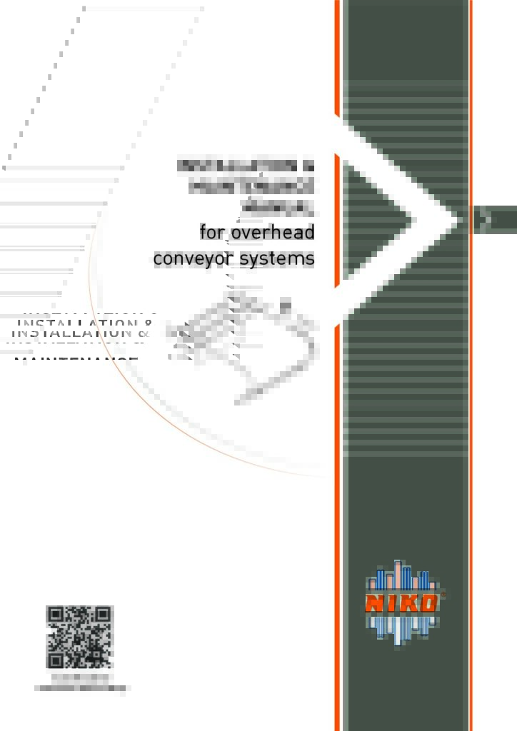 Installation &  Maintenance  Manual For overhead  Conveyor systems
